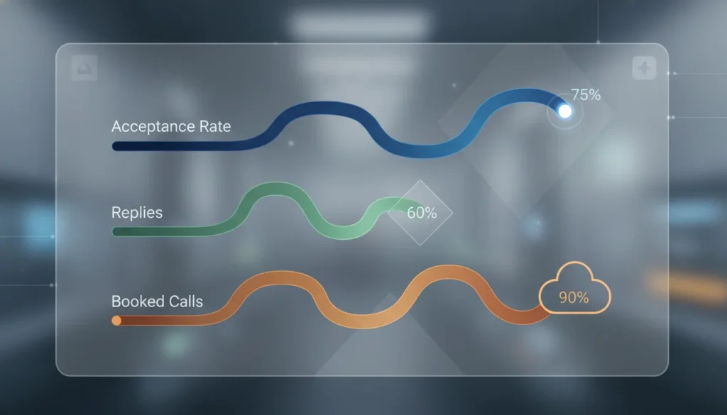Key LinkedIn lead generation metrics tracked by virtual assistant