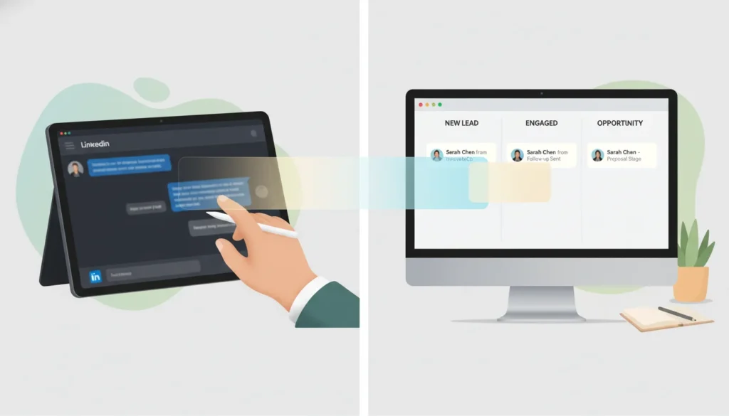 LinkedIn follow-up tracking and CRM handoff by virtual assistant