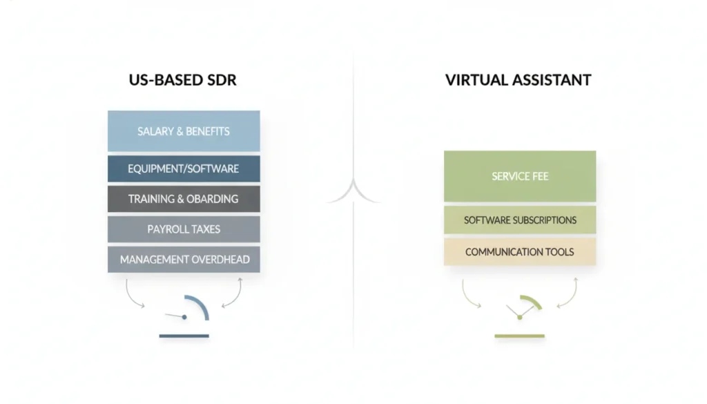 Cost comparison between US SDR and LinkedIn virtual assistant