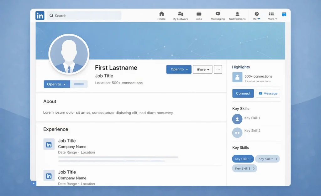 Optimized LinkedIn profile acting as a landing page for lead generation